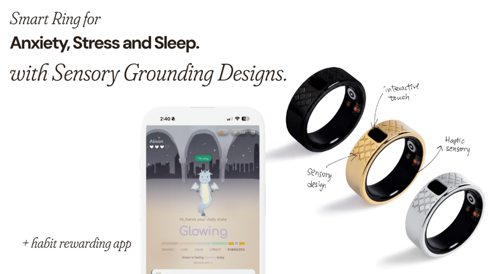 Zensy Ring: Mood Tracking Ring With Phone-Free Calming Guide